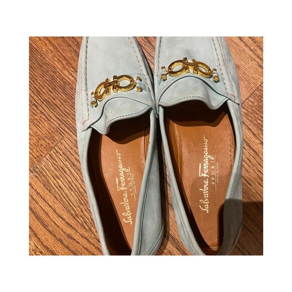 NWOT Salvatore Ferragamo Sport suede Gancini blue Horse Bit Driving loafer 10 B - Picture 7 of 10